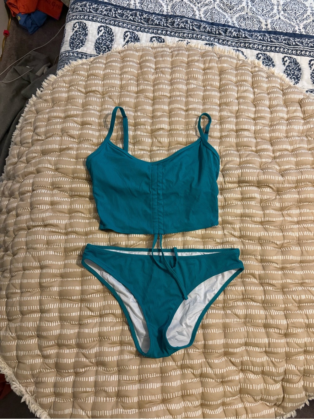 Teal Two-Piece Bikini Set - Tank Top & Briefs